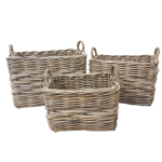 Rectangle Baskets with Ear Handles 2 x 2 Weave - Large