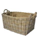 Oval Top & Square Bottom Baskets with Ear Handles and Hessian Liner - Large
